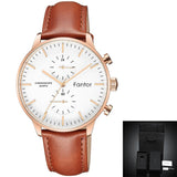 Fantor Men's Watches Luxury Brand Quartz Wristwatch 2019 Chronograph Leather Strap Watch Man