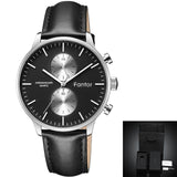 Fantor Men's Watches Luxury Brand Quartz Wristwatch 2019 Chronograph Leather Strap Watch Man