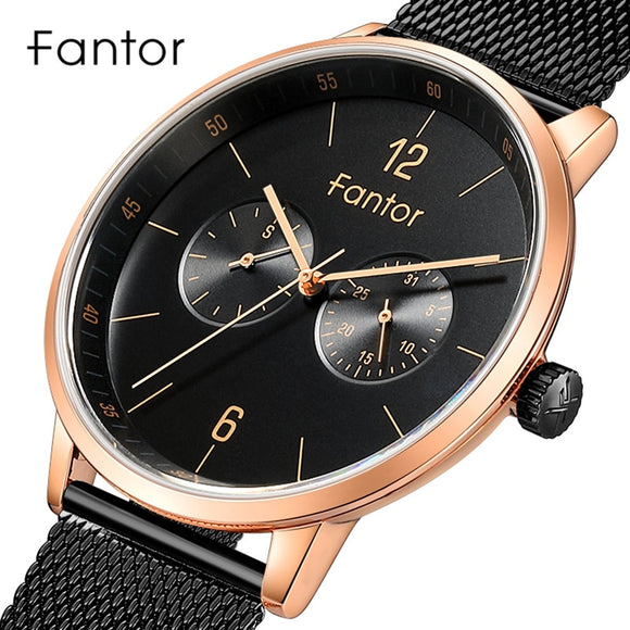 Fantor Men's Luxury Brand Watches Chronograph Quartz Casual Man