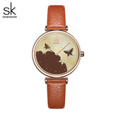 Shengke Women Fashion Blue Quartz Watch