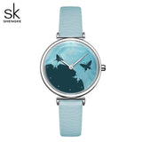 Shengke Women Fashion Blue Quartz Watch