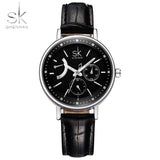 SK New Fashion Brand Women's Fashion Analog Wristwatches Leather Watchband Ladies Dress Quartz Watch