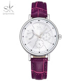 SK New Fashion Brand Women's Fashion Analog Wristwatches Leather Watchband Ladies Dress Quartz Watch