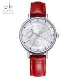 SK New Fashion Brand Women's Fashion Analog Wristwatches Leather Watchband Ladies Dress Quartz Watch