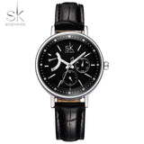 SK New Fashion Brand Women's Fashion Analog Wristwatches Leather Watchband Ladies Dress Quartz Watch