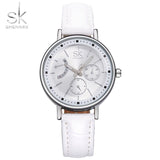 SK New Fashion Brand Women's Fashion Analog Wristwatches Leather Watchband Ladies Dress Quartz Watch