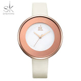 Shengke Brand Luxury Watch Women Leather Wristwatch Top Brand Quartz Watch