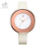 Shengke Brand Luxury Watch Women Leather Wristwatch Top Brand Quartz Watch