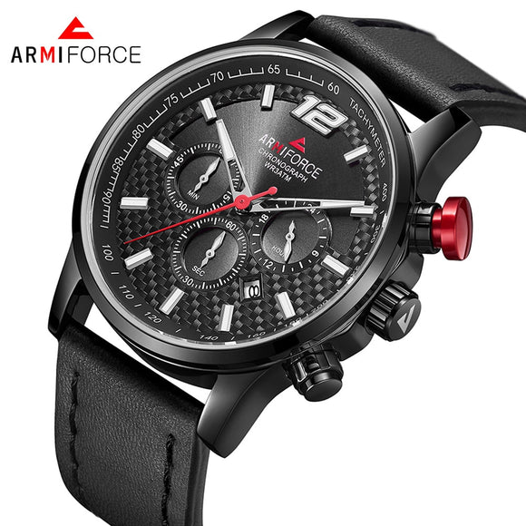 ARMIFORCE Quartz Men Watches Fashion Genuine Leather Chronograph Watch