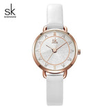 Shengke Creative Glitter Dial Women Leather Wrist Watch Movement Quartz Watches